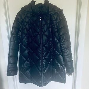 Drew Marc Black Hooded Puffer Coat,‎ Detachabke Hood, Size Large